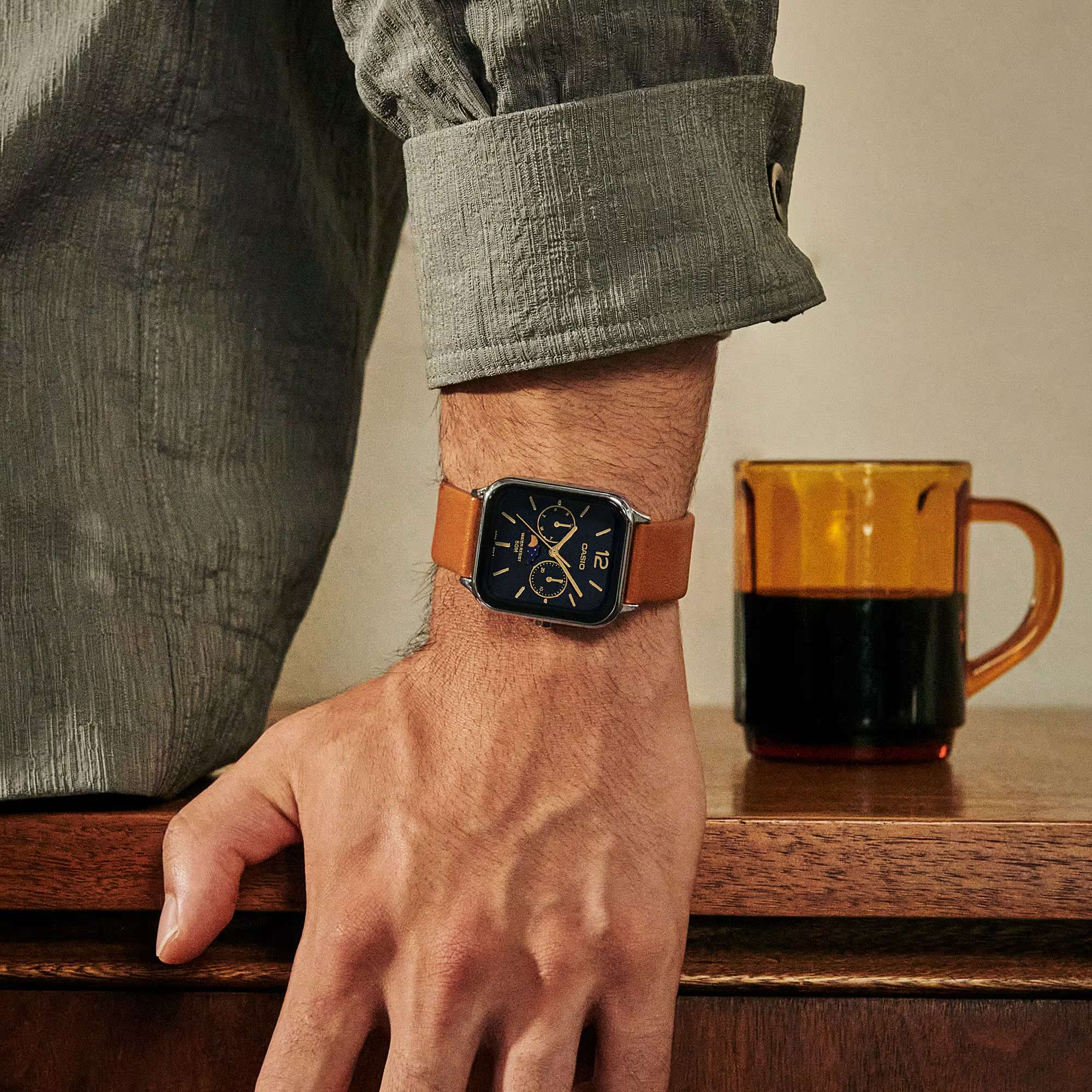 Orologio Uomo Casio Acciaio Pelle Quarzo Multifunzione MTP-M305L-1AVER